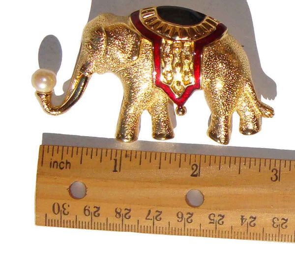 Vintage Asian Elephant Brooch Pin by Monet