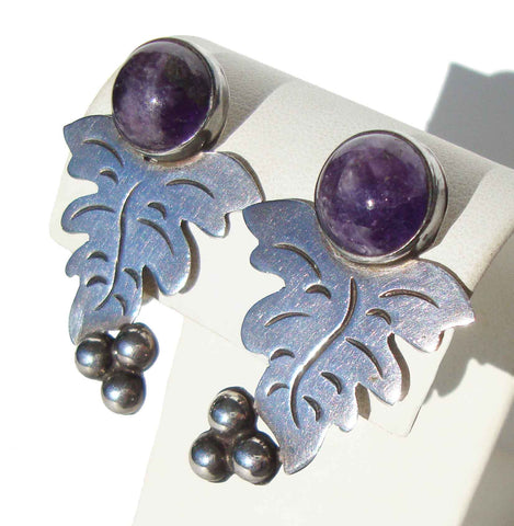 Mexican Amethyst Earrings - Metro Retro Vintage