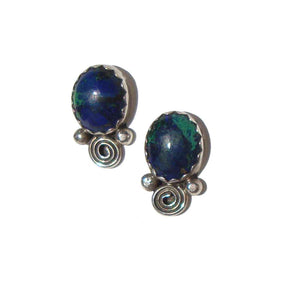 Vintage Morningstar Navajo Earrings Sterling Silver & Azurite Gemstones
