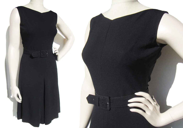 Vintage Anne Fogarty Black Cocktail Dress LBD S