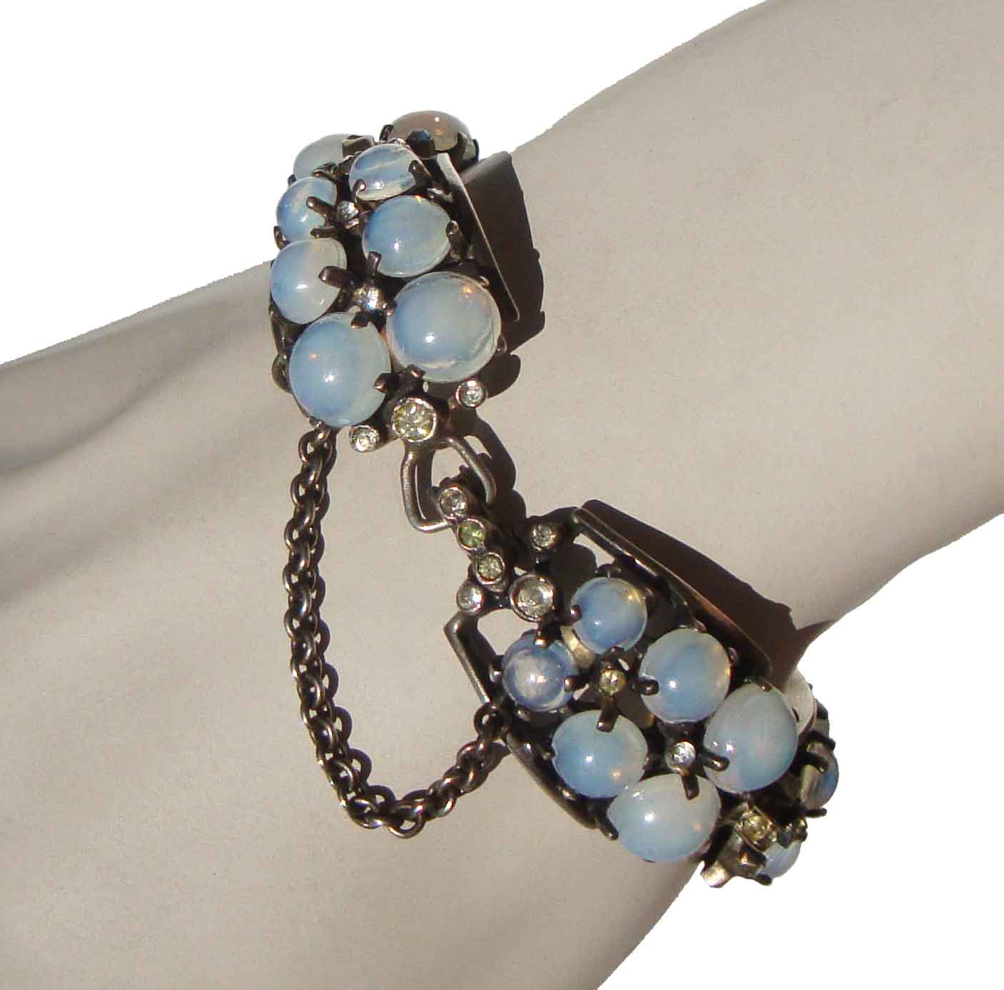 Vintage 40s Sterling Silver & Faux Moonstone Bracelet – by Lavenia