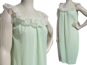 Vintage Berkliff Nightgown Mint Green Nylon Sz 36 – Deadstock