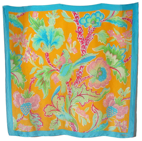 Vintage Ralph Lauren Silk Scarf Pastel Birds Novelty Print