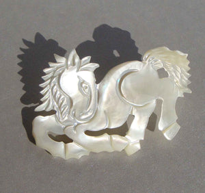 Vintage Mother of Pearl Horse Brooch
