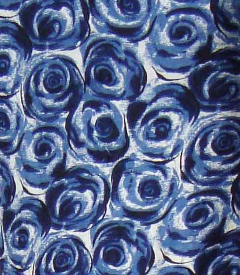 Vintage Blue Rose Silk Dress Fabric