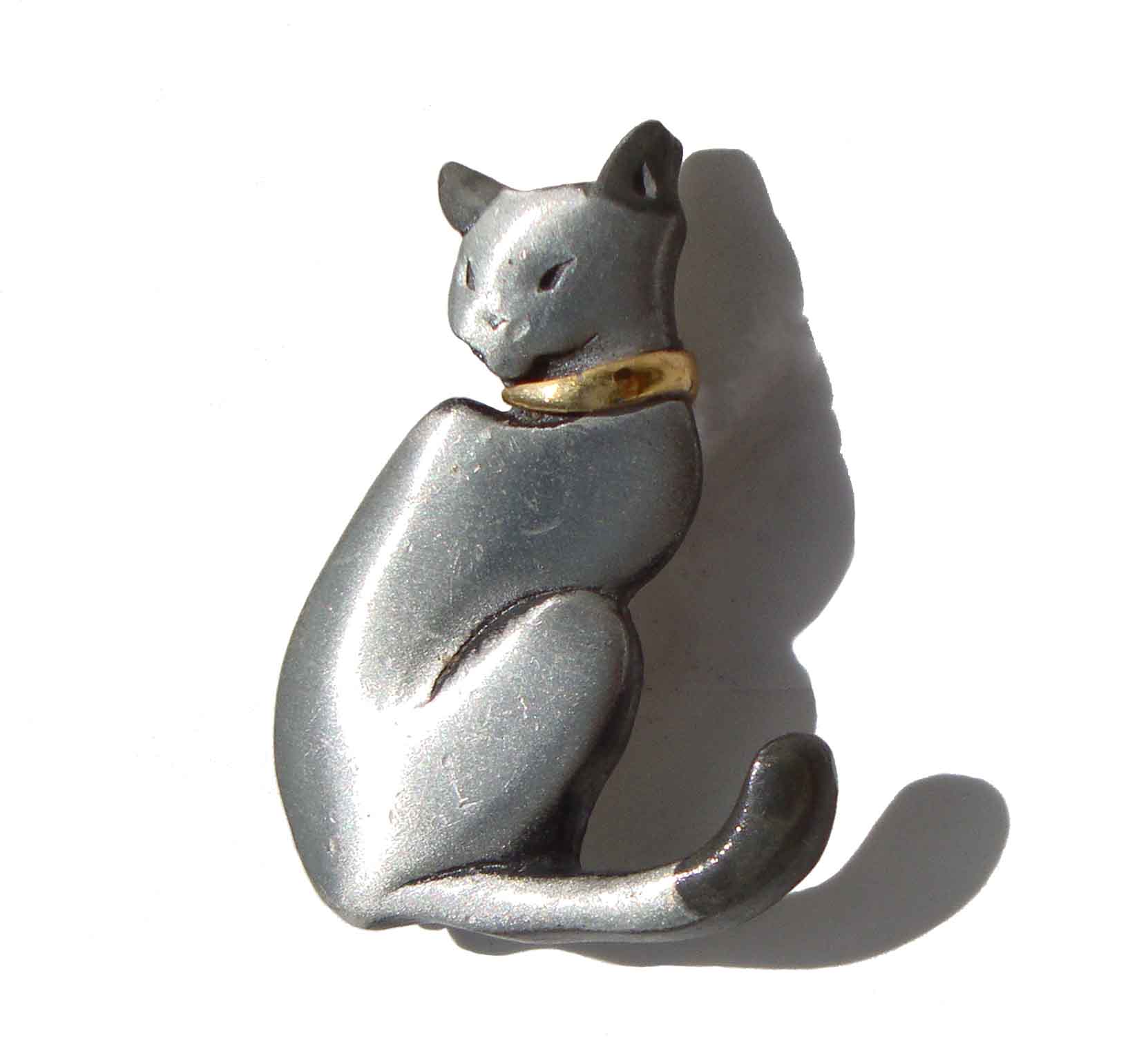 Vintage Siamese Cat Brooch Pewter Pin - Mark Shields