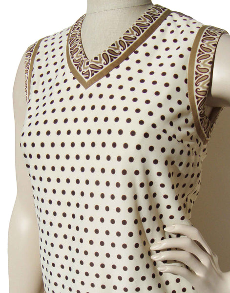 Vintage Polka Dot & Border Print Dress