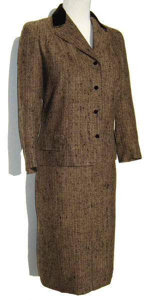 60s Vera Maxwell Two Piece Brown Suit