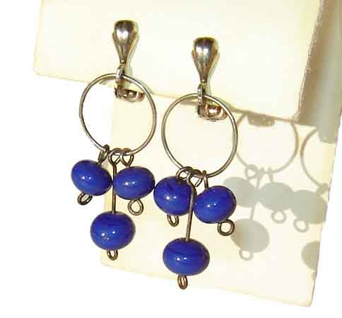 60s Jørgen Spohr Earrings Danish Modernist Sterling Silver & Beads Earrings