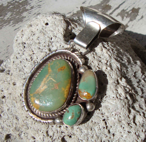 Navajo Turquoise Pendant Josephine Benally Sterling Silver Southwestern Indian