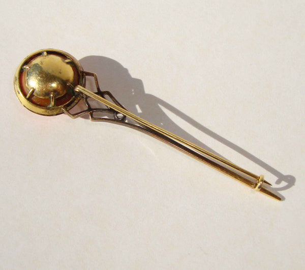 Back of Antique Victorian Coral 14K Brooch