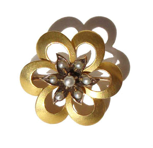 Antique 10K Seeds Pearls Brooch