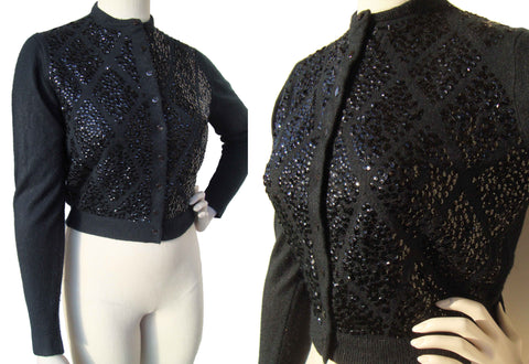 Vintage 50s Cardigan Sweater with Sequins