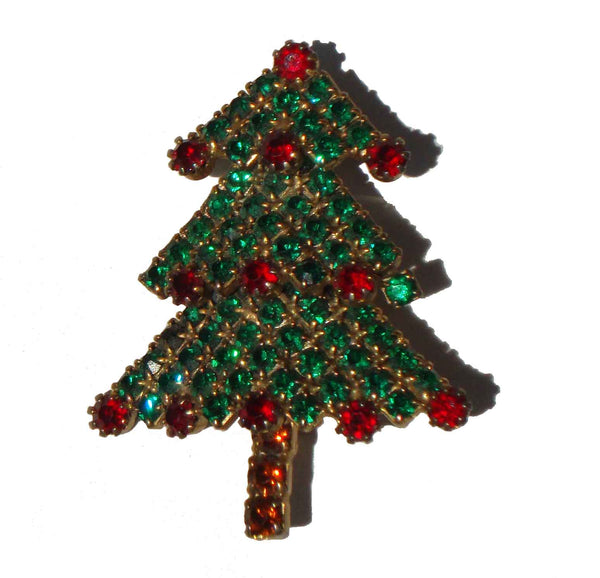 Vintage Juliana Christmas Brooch Rhinestone D&E Xmas Tree Pin
