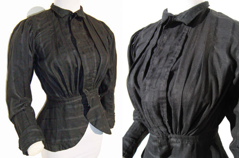 Victorian Black Goth Shirtwaist - Metro Retro Vintage