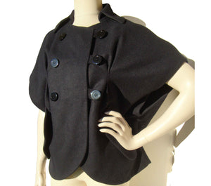 Vera Wang Coat Midnight Wool Shrug Jacket S / M