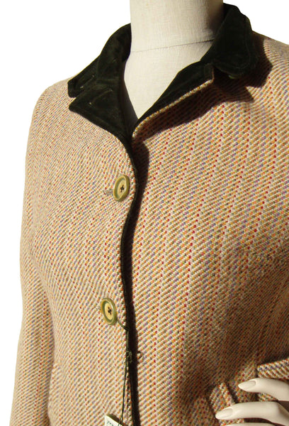 Vintage Italian Wool Jacket with Velvet Collar