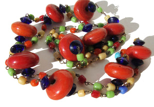 Vintage Flapper Necklace Bohemian Art Deco Glass Lampwork Beads