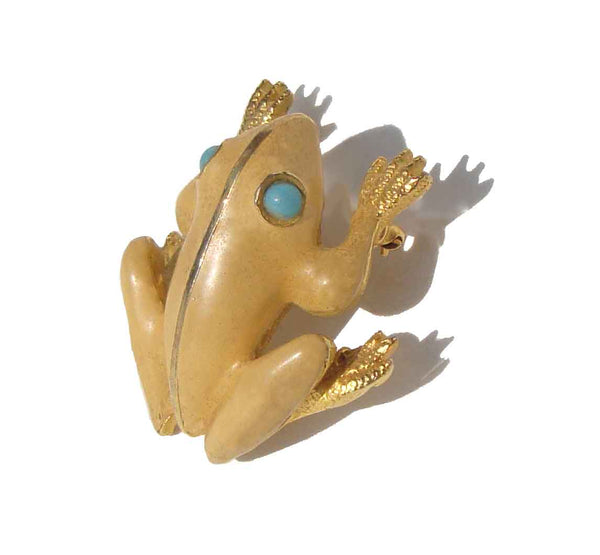Vintage Frog Brooch Enameled Toad Novelty Pin