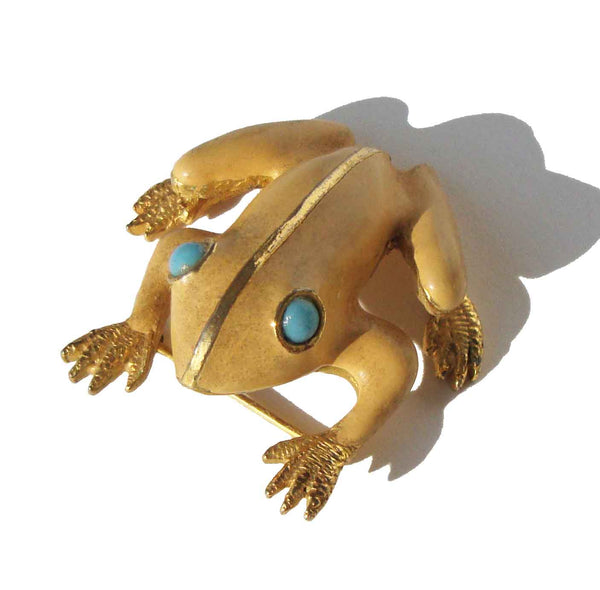 Vintage Enameled Frog Pin 