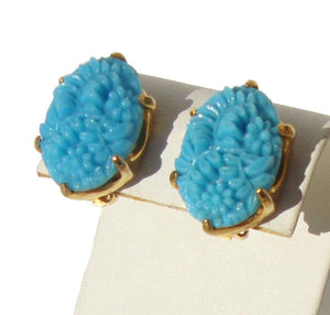 Vintage Turquoise Celluloid Floral Earrings
