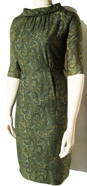 1960s Fitted Green Dress - Metro Retro Vintage