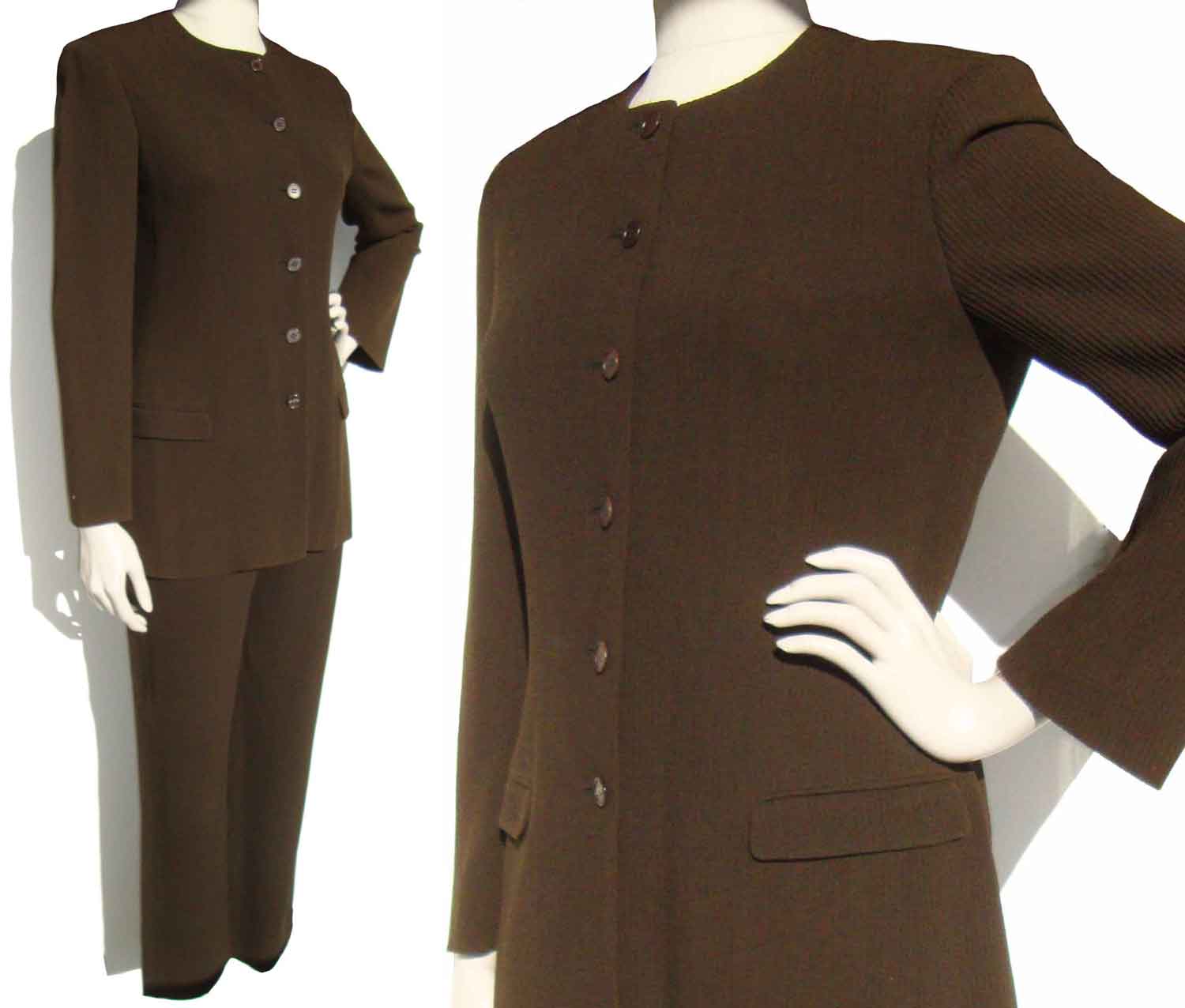 Vintage 90s Calvin Klein Brown Wool Pantsuit