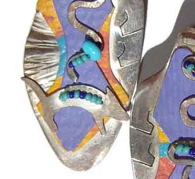 Close Up of 80s Memphis Design Group Earrings Sterling Silver Novelty Dogs American Studio Jewelry