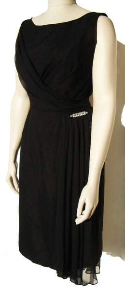 1960s Black Chiffon Dress