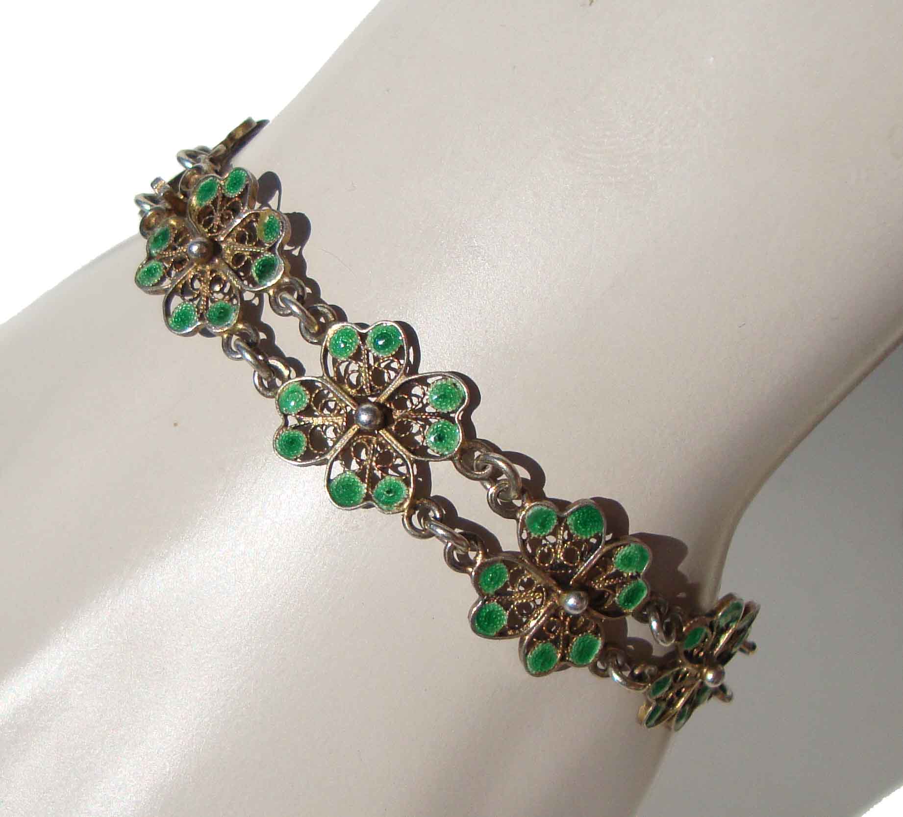 Vintage Italian Filigree Bracelet Silver and Enamel